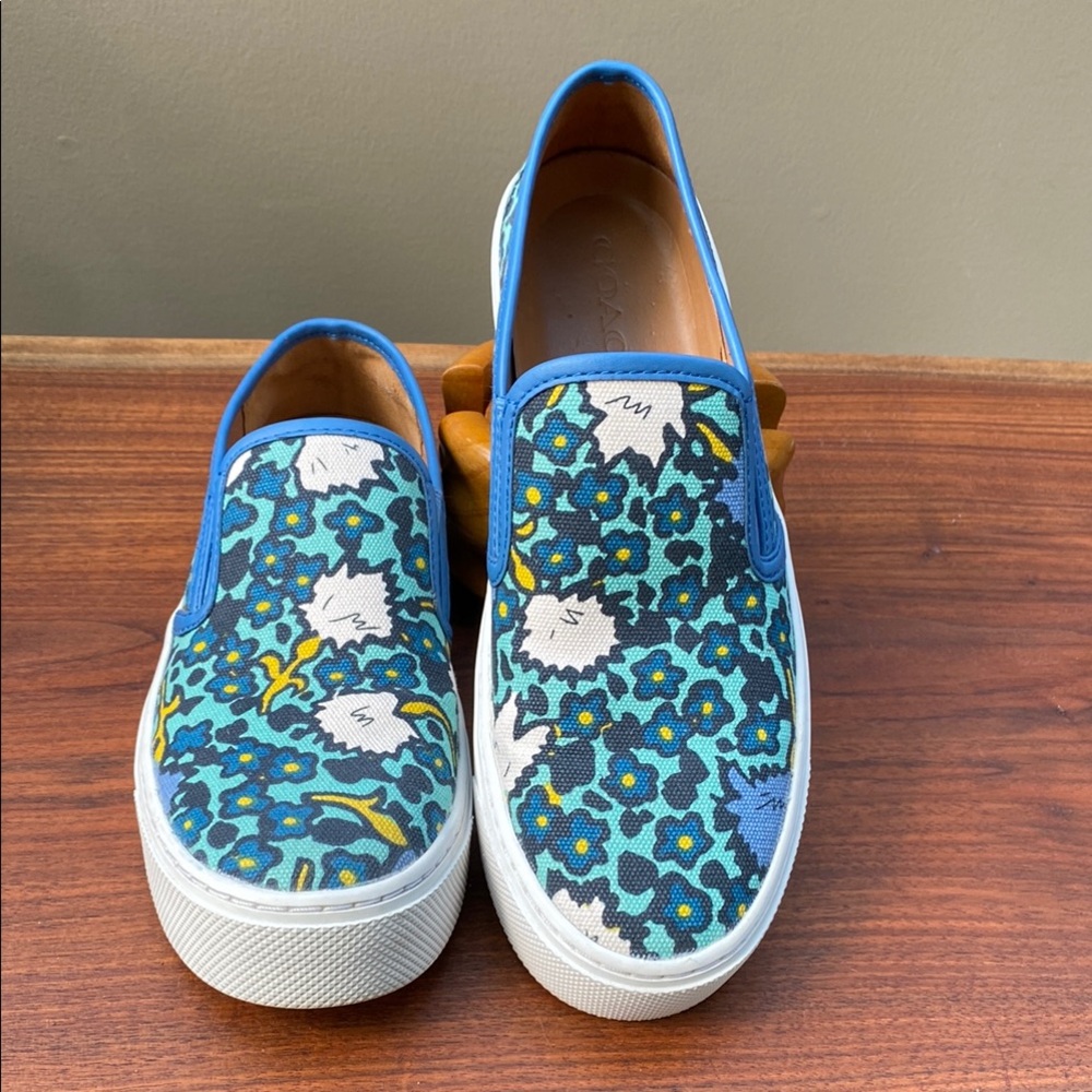 Coach Blue Floral Slip-On Sneakers - Picture 4 of 14